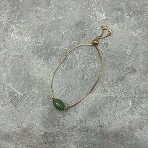 Green Jade Gold Tone l Bracelet Slider Lock Bracelet